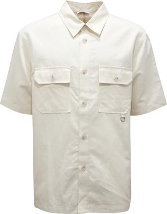 Paolo Pecora Katoen Linnen Shirt in Stijl 24Ec 1M0G0810063 - Heren - Korte mouwen Overhemden - Wit - XL - Katoen - Overhemden
