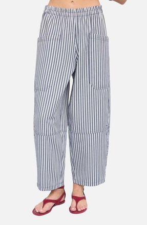 J.O.A. Stripe Wide Leg Pants in Navy at Nordstrom, Size Medium