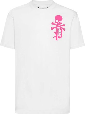 Philipp Plein Tops, Heren, Wit, 2Xl, Katoen, T-shirt Ronde Hals SS Skull&Bones