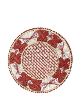 Cabana floral-embroidery placemat - unisex - Rattan Fibres - One Size - Red
