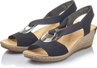 Rieker Womens Fanni Faux Leather Back Strap Sandal In Black