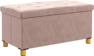 HOMCOM Banco de almacenaje 76x38x38 cm rosa