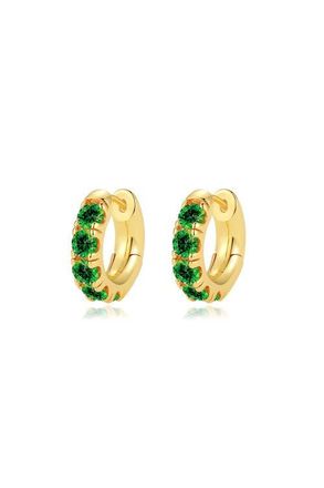 Classicharms Daniela Huggie Hoop Zirconia Earrings in Emerald Green at Nordstrom