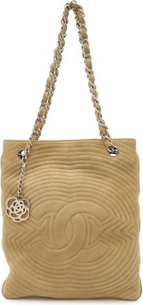 Chanel Beige Suede Shoulder Bag Tote Bag (Pre-Owned)