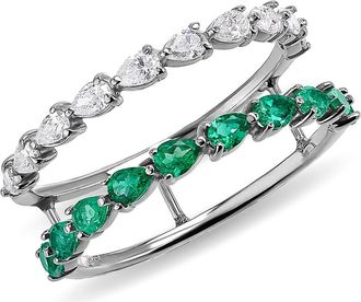 Lana Jewelry 14K Gold Emerald & Diamond Band Ring in White Gold at Nordstrom, Size 7