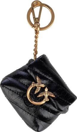 Pinko Pinko, Accessoires, Dames, Zwart, ONE Size, Leer, Air Pods Love Puff