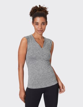 Venice Beach T-Shirt VENICE BEACH T-SHIRT ELEAMEE, Damen, Gr. XXL (46), grau (coal b meliert), Obermaterial: 84% Polyester, 16% Elasthan, tailliert, V-Ausschnitt, 