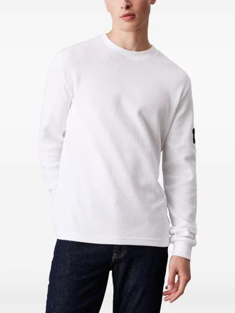 Calvin Klein long sleeve logo patch t-shirt - men - Cotton - M - White