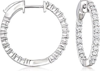 Ross-Simons Lab-Grown Diamond Inside-Outside Hoop Earrings in Sterling Silver