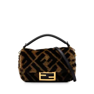 Fendi Pre-owned Fendi Mini Zucca Shearling Baguette Satchel Ladies B6T8SV1K30ZEP25A