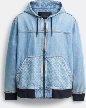 Coach Signature Denim Zip Jacket