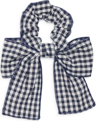 Natasha Plaid Bow Scrunchie in Navy at Nordstrom