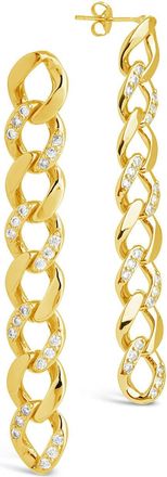 Sterling Forever CZ Cuban Chain Link Drop Earrings