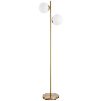 HOMCOM Homcom Lampada A Piantana Con 2 Paralumi A Sfera, Interruttore A Pedale Oro