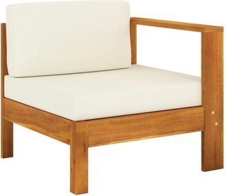 vidaXL Vidaxl - Sofá central con 1 reposabrazos madera de acacia blanca crema
