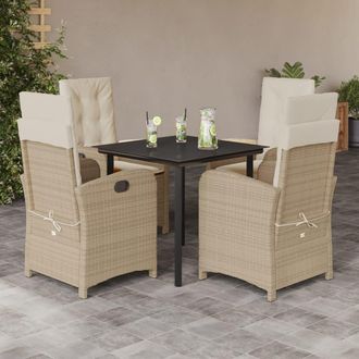 vidaXL Set Comedor De Jard&iacute;n 5 Pzas Con Cojines Rat&aacute;n Sint&eacute;tico Beige Vidaxl