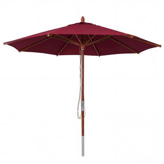 Hhg [nunca Usado] Sombrilla De Madera Para Hosteler&iacute;a Hhg-487b, Sombrilla De Jard&iacute;n, Poli&eacute;ster/madera 14 Kg, Redonda &Oslash;3 M, Cable De Tracci&oacute;n A Prueba De G