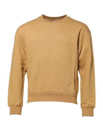 Dolce & Gabbana Mustard Cotton DG Embossed Pullover Mens Sweater