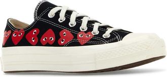 Comme Des Gar&ccedil;ons Womens Heart-Embroidered Canvas Sneaker Black