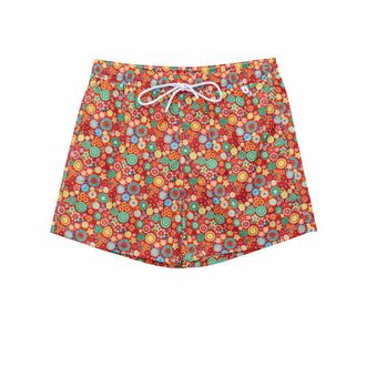 Isaia Red Polyester Swim Mens Shorts