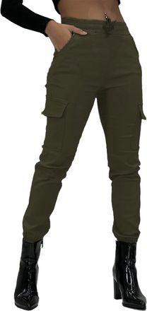 Generic Womens High Waist Casual Relaxed Stretch Fit Cargo Combat Sweatpants - Black Stone Blue Grey Khaki Nude Rust - S/M - L/XL (UK, Alpha, L, XL, Regular, 