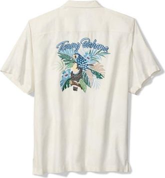 Tommy Bahama Toucantina Embroidered Silk Camp Shirt in Continental at Nordstrom, Size Xxx-Large