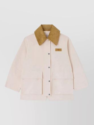Ganni short twill jacket long sleeves corduroy collar