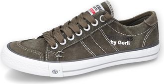 Dockers by Gerli Slip-On Sneaker DOCKERS BY GERLI, Herren, Gr. 48, gr&uuml;n (khaki), Textil, washed, Schuhe Slip-On Sneaker, Freizeitschuh, Retro Sneaker, Fake Schn&uuml;rung, 