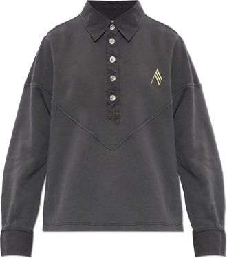 The Attico Oversized Long-Sleeve Polo Shirt - Dames - Polos - Grijs - 2XS - Katoen - Tops
