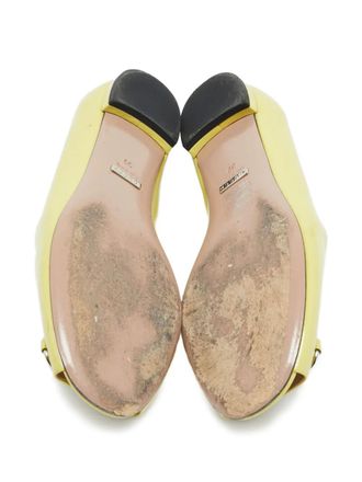 Gucci horsebit-detail peep-toe ballet flats - Yellow