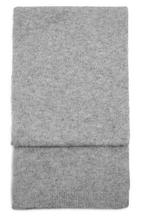 Mango Knit Fringe Scarf in Medium Heather Grey at Nordstrom