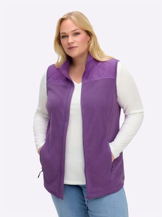 Sheego Fleeceweste SHEEGO, Damen, Gr. 40, lila, 100% Polyester, Einsatz:100% Polyester, Wattierung:100% Polyester, unifarben, Westen Fleeceweste