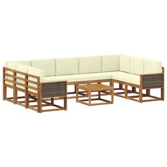 vidaXL Conjunto De Sof&aacute;s De Exterior Con Coj&iacute;n 10 Pcs Natural Y Crema Vidaxl