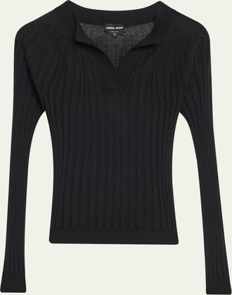 Giorgio Armani Cashmere-Silk Rib Knit Sweater