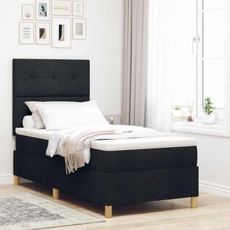 vidaXL Cama Tipo Box Spring Con Colch&oacute;n Negro 80 X 200 Cm Tela Vidaxl