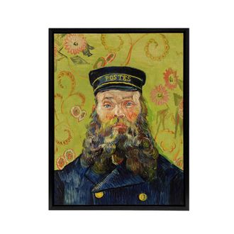 Artery8 The Postman Joseph Roulin Van Gogh Black Framed Canvas Wall Art Print in Green | Size: W24 x H32