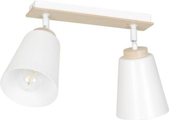 Wonderlamp Regleta de techo nórdico con 2 focos orientables blanco y madera