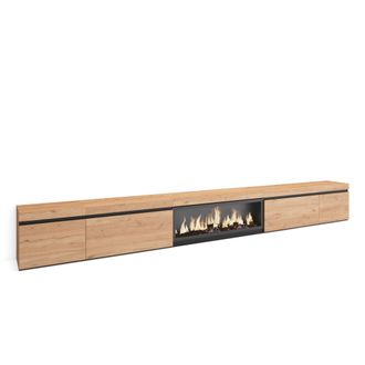 Skraut Home Skraut Home - Mueble Tv, Televisi&oacute;n, Muebles De Sal&oacute;n, Almacenaje, 368x45x35, Chimenea El&eacute;ctrica Xxl, Estilo Moderno, Roble