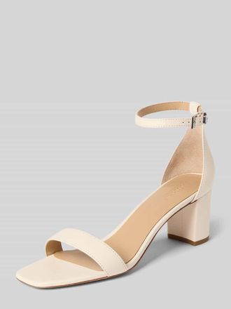 Lauren Ralph Lauren Sandaletten aus Leder mit Blockabsatz Modell LOGAN in Weiss, Gr&ouml;&szlig;e 39