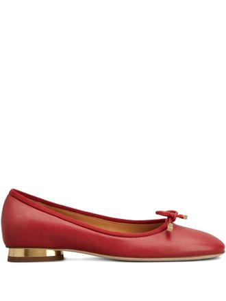 Tod's bow-detail ballet flats - women - Calf Leather/Calf Leather/Calf Leather/Rubber - 37.5 - Red