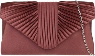 Girly HandBags Womens Pleated Satin Clutch Bag Medium Brown