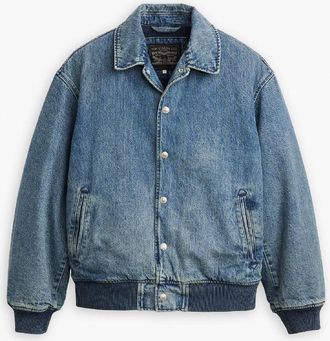 Levi's Mens Levis Rowan Solid Patterned Snap Button Ribbed Cuff Denim Jacket in Finally Made It - Blue - Size X-Large