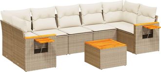 vidaXL Vidaxl - Juego De Sof&aacute;s De Jard&iacute;n Con Cojines Beige 8 Pzas Rat&aacute;n Pe