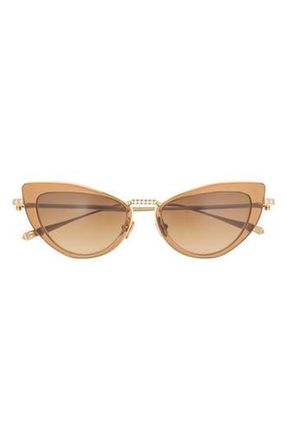 Valentino 51mm Polarized Cat Eye Sunglasses in Brown Gold Brown at Nordstrom Rack