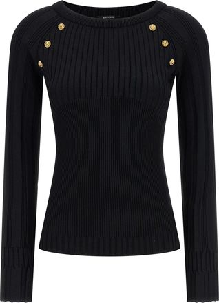 Balmain 3 Buttons Sweater Maglioni Nero-Donna