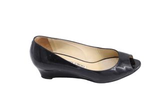 Jimmy Choo London Baxen Peep-toe Wedges in Black Patent Leather