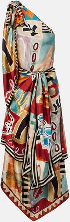 Alemais Al&eacute;mais x LRNCE Michelle one-shoulder silk midi dress