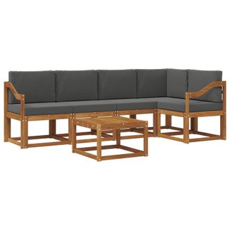 vidaXL Conjunto De Sof&aacute;s De Exterior 6 Pcs Natural Y Antracita Vidaxl