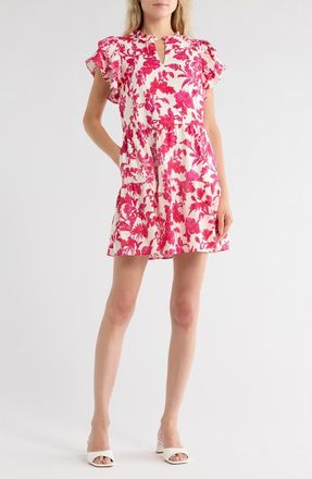 Wishlist Tiered Short Sleeve Dress in Pink/White Combo at Nordstrom Rack, Size Medium