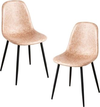 Regalos Miguel Regalos Miguel - Packs Sillas Comedor - Pack 2 Sillas Black Teok Polipiel - Beige Vintage Teok